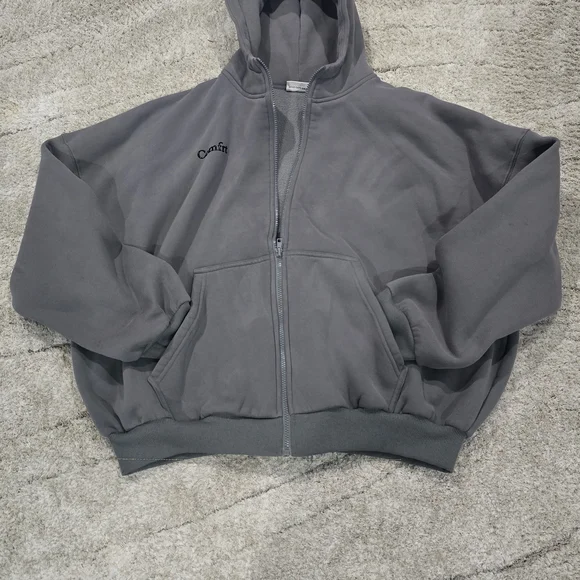 Comfort Cloud Oversized Wolf Gray Sweatpants And Zip Up Hoodie Men Women - Picture 4 of 9